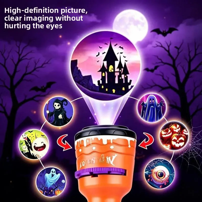 StoryBeam™ 2 in 1 Projektions Taschenlampe für Kinder mit 24 Halloween und Weihnachtsmotiven