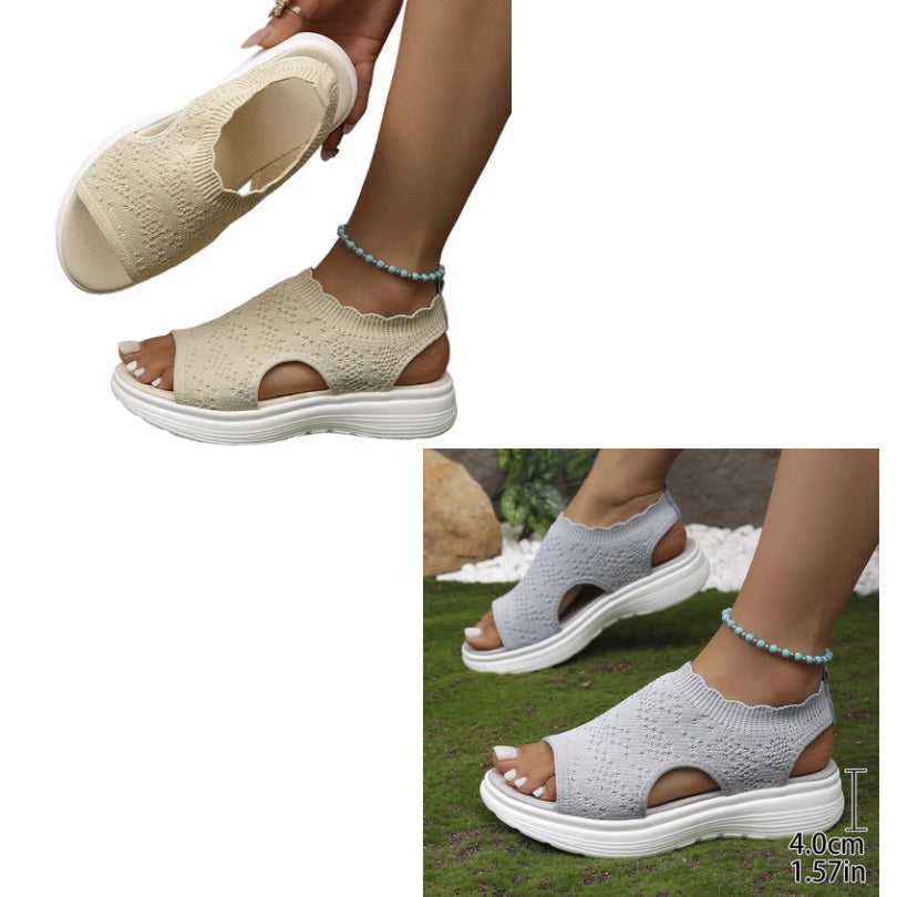 KnitStep™ Plateau Sandalen | Atmungsaktive Strick Sandalen mit Orthopädischer Fußstütze