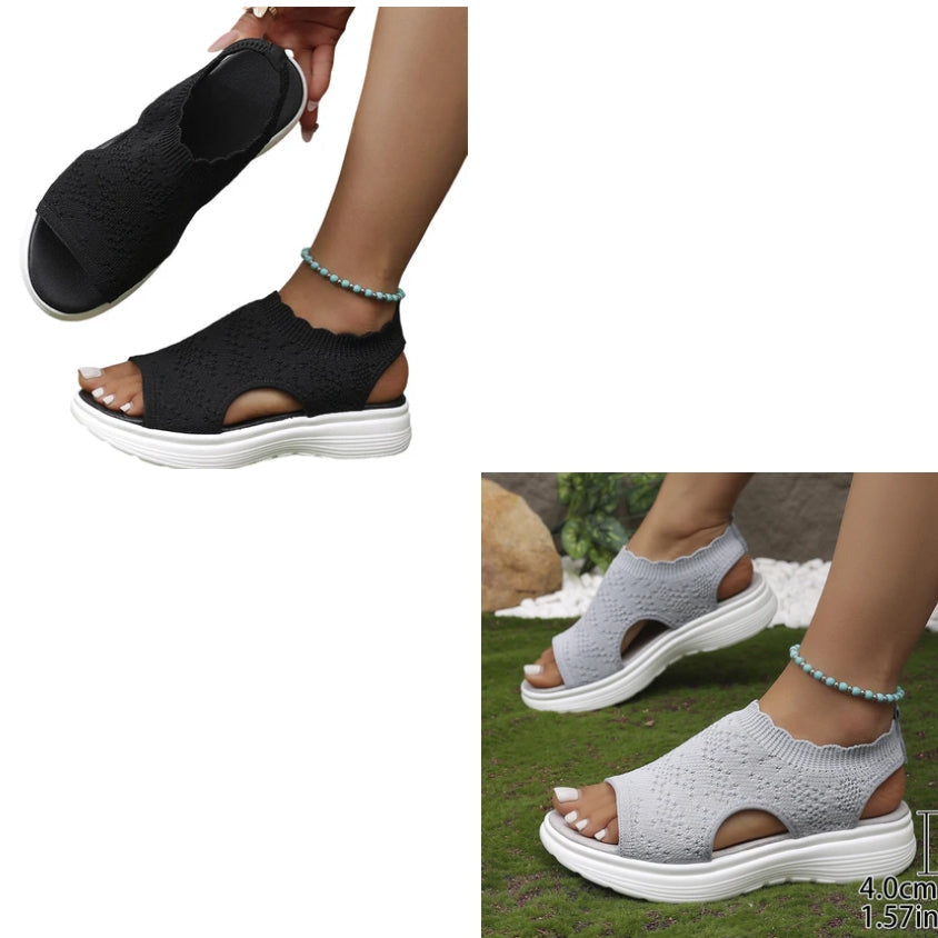 KnitStep™ Plateau Sandalen | Atmungsaktive Strick Sandalen mit Orthopädischer Fußstütze