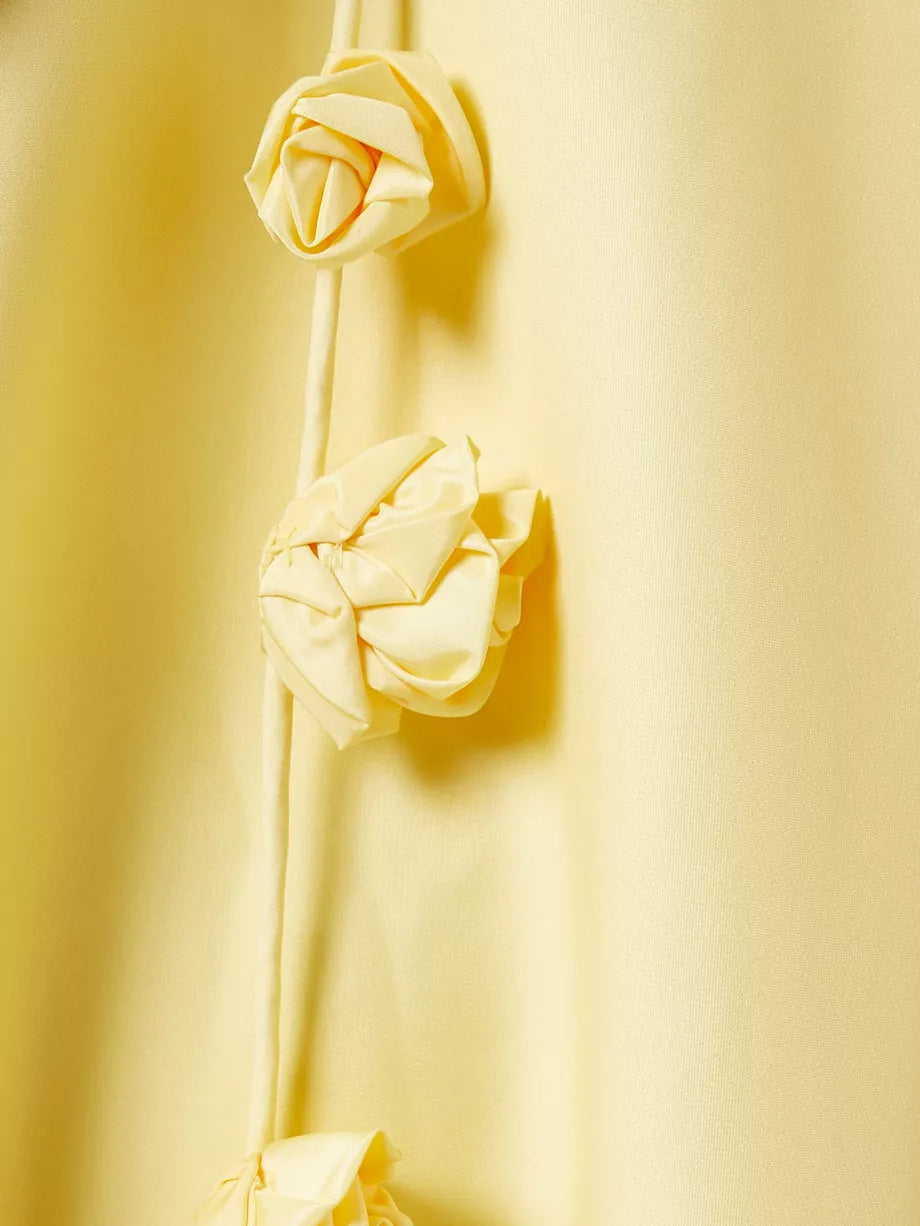 Rosalie™ – Elegantes Satijn-Minikleid mit 3D-Blüten