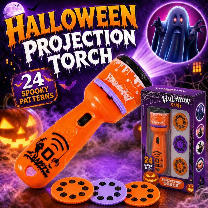 StoryBeam™ 2 in 1 Projektions Taschenlampe für Kinder mit 24 Halloween und Weihnachtsmotiven
