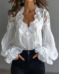 Aurelia™ - Elegante Spitzenbluse mit Patchwork-Details