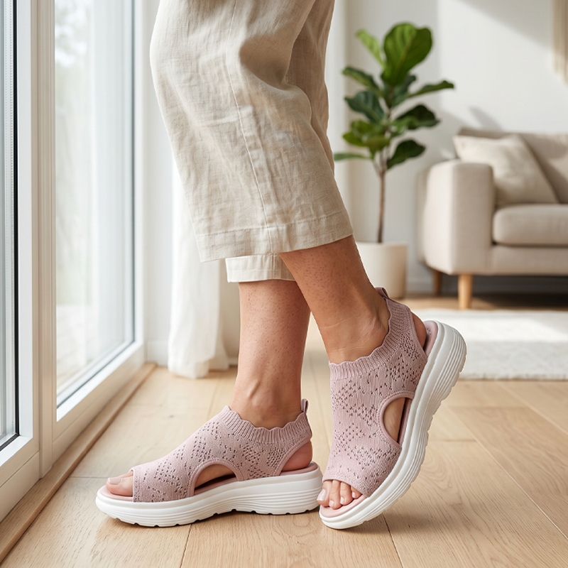 KnitStep™ Plateau Sandalen | Atmungsaktive Strick Sandalen mit Orthopädischer Fußstütze