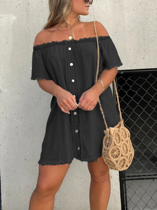 Noelia™ Schulterfreies Jeanskleid aus weichem Denim