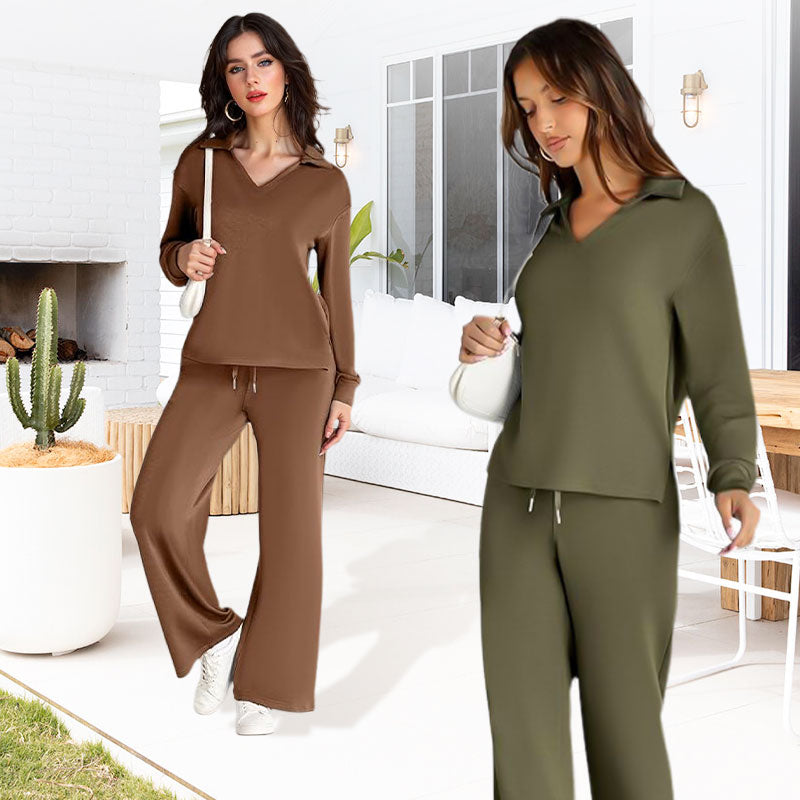 Velmira™ Legeres Damen Zweiteiler Set mit Langarm Oberteil und Hose