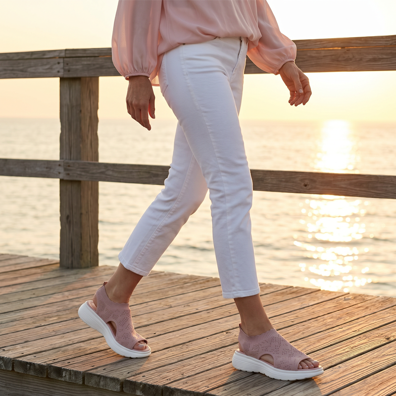 KnitStep™ Plateau Sandalen | Atmungsaktive Strick Sandalen mit Orthopädischer Fußstütze