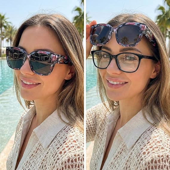 Lena™ Überzieh-Sonnenbrille | Polarisiert & UV400 mit Blumenrahmen