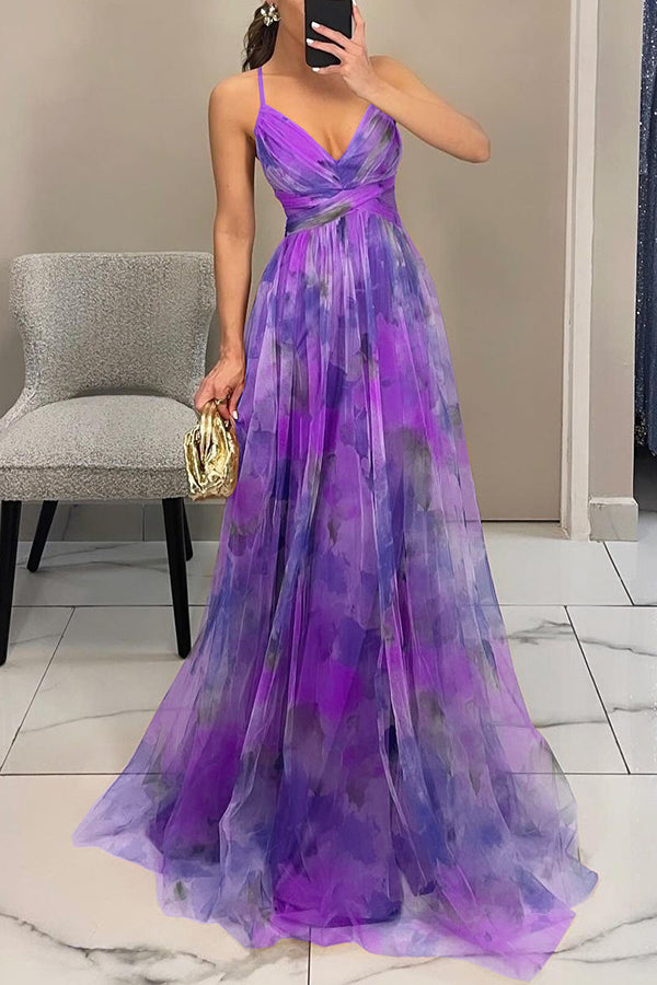 Aurelia™ – Florales Maxikleid mit Cut-Out-Taille und Tüllrock