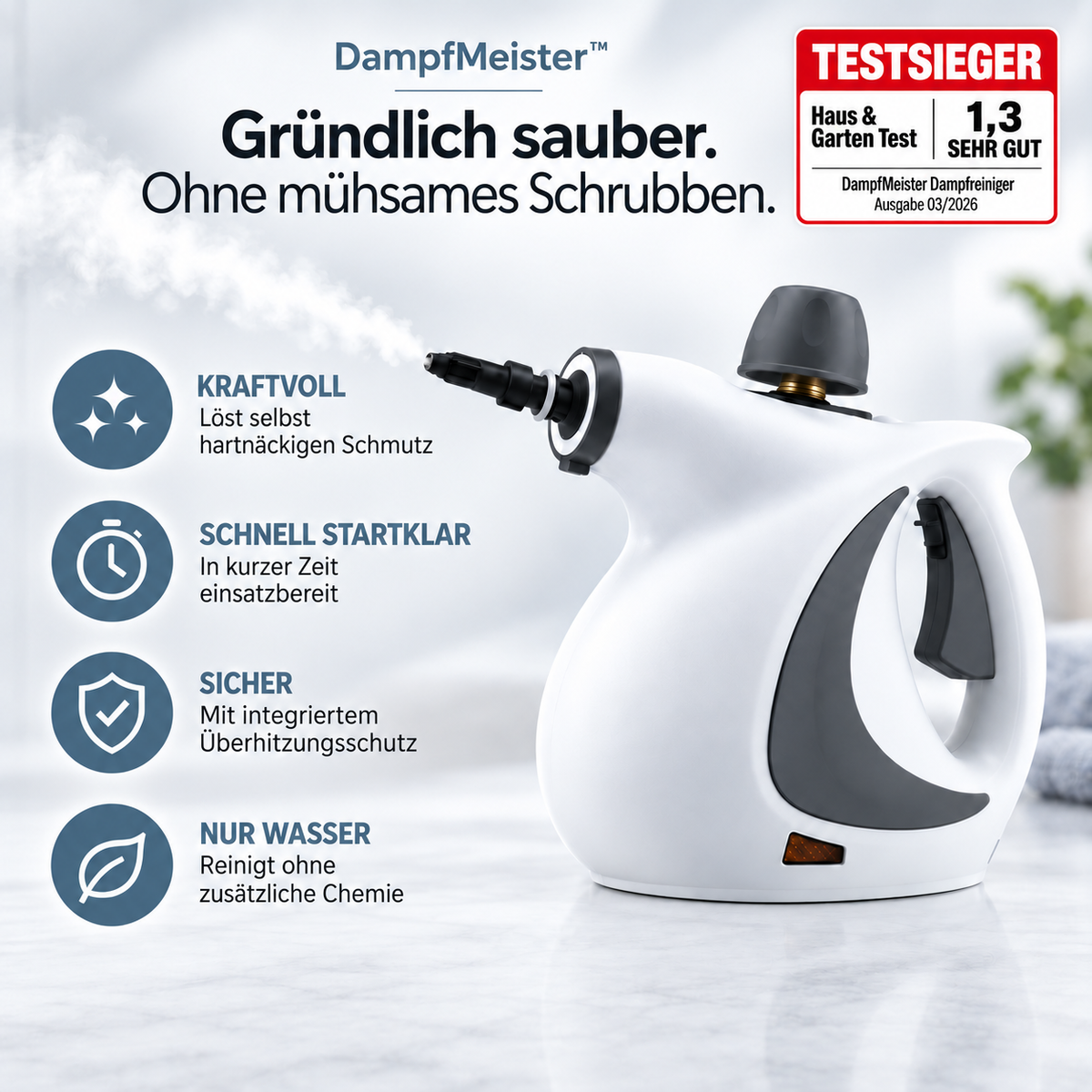 Cleanova™ Hochtemperatur-Dampfreiniger für Küche, Bad und Haushalt