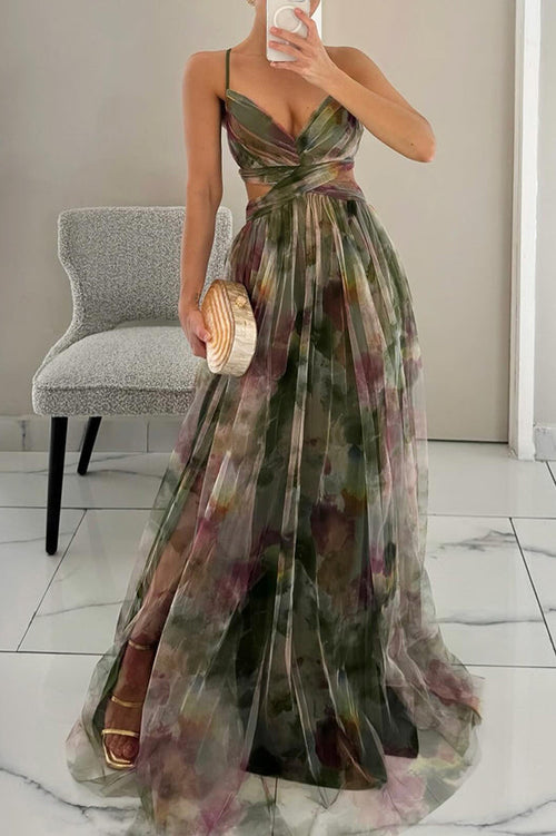 Aurelia™ – Florales Maxikleid mit Cut-Out-Taille und Tüllrock