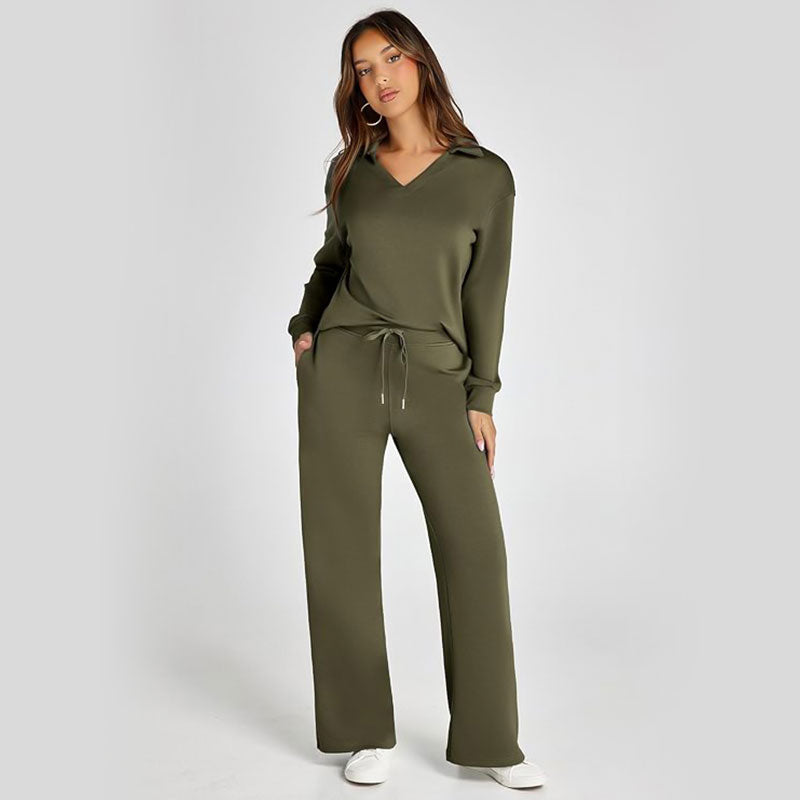 Velmira™ Legeres Damen Zweiteiler Set mit Langarm Oberteil und Hose
