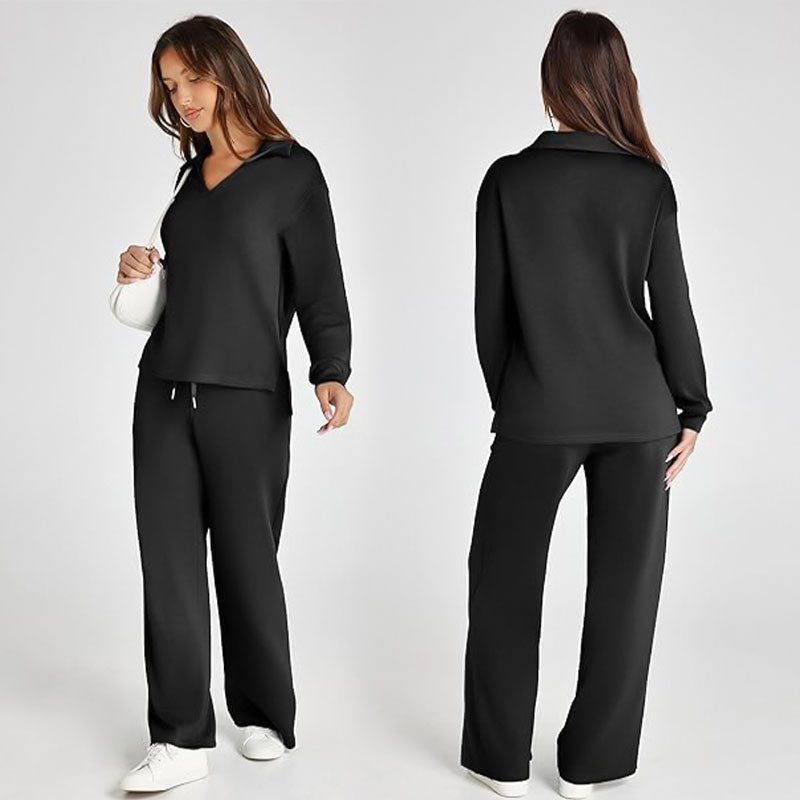 Velmira™ Legeres Damen Zweiteiler Set mit Langarm Oberteil und Hose