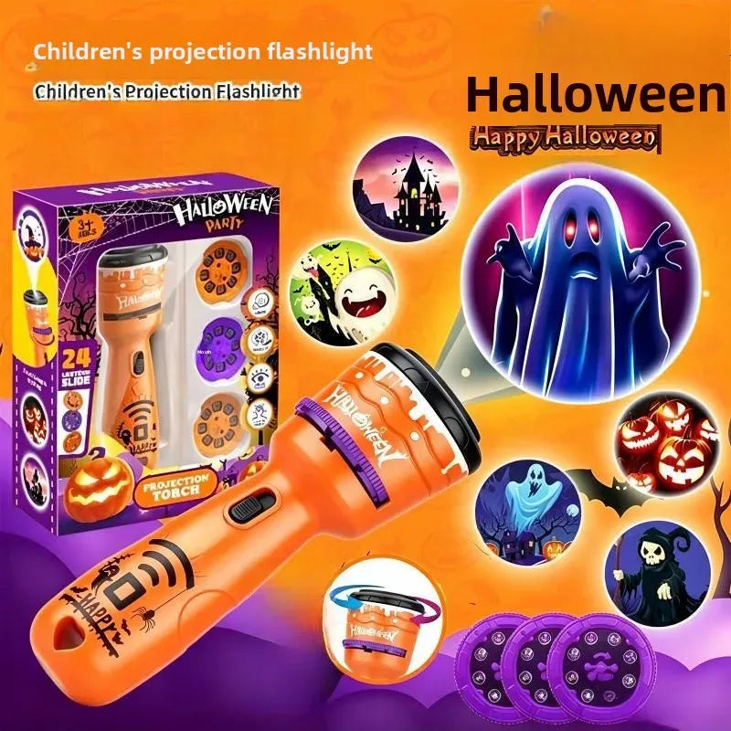 StoryBeam™ 2 in 1 Projektions Taschenlampe für Kinder mit 24 Halloween und Weihnachtsmotiven