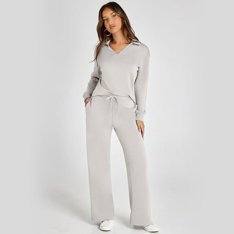 Velmira™ Legeres Damen Zweiteiler Set mit Langarm Oberteil und Hose