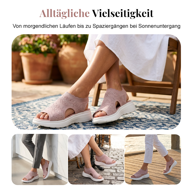 KnitStep™ Plateau Sandalen | Atmungsaktive Strick Sandalen mit Orthopädischer Fußstütze
