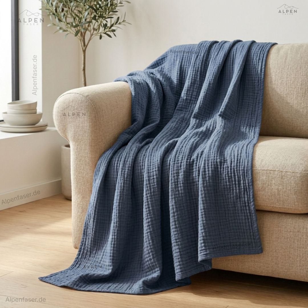 SoftCloud™ Musselindecke | 100% Bio-Baumwolle | Atmungsaktiv & Ganzjahresdecke
