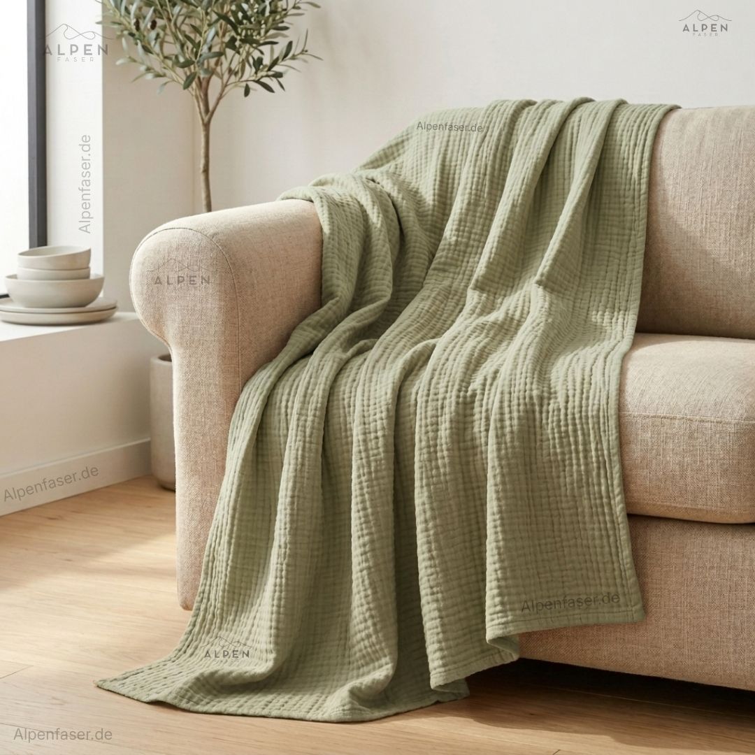 SoftCloud™ Musselindecke | 100% Bio-Baumwolle | Atmungsaktiv & Ganzjahresdecke