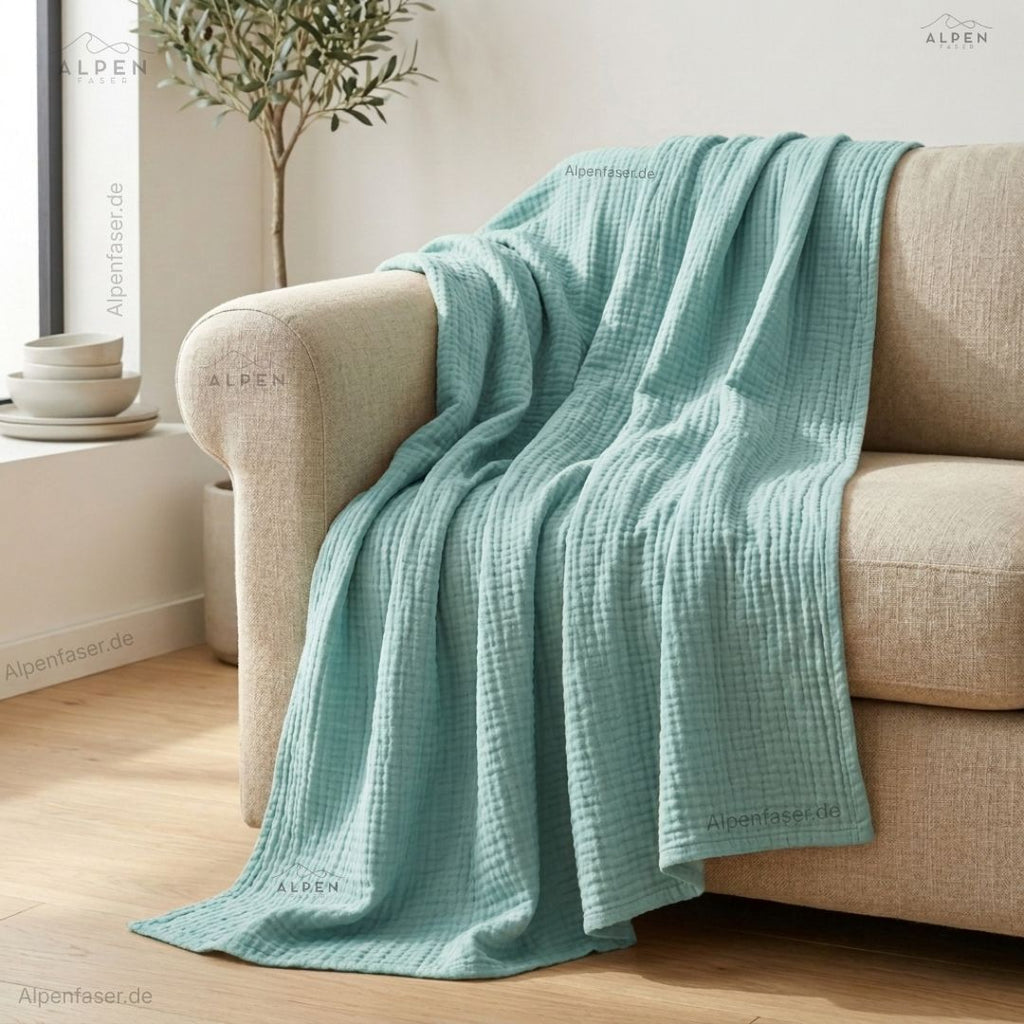 SoftCloud™ Musselindecke | 100% Bio-Baumwolle | Atmungsaktiv & Ganzjahresdecke