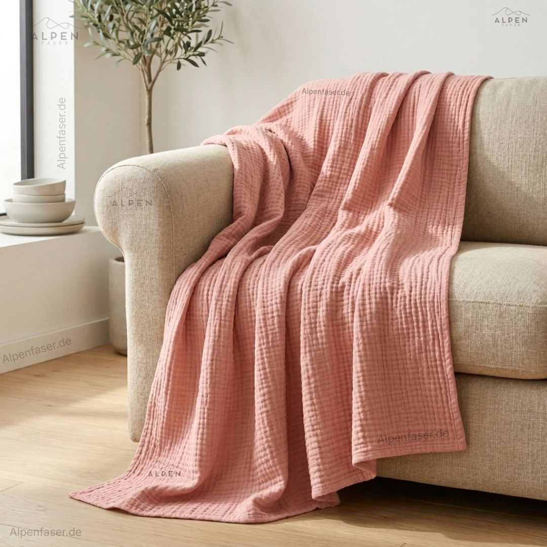 SoftCloud™ Musselindecke | 100% Bio-Baumwolle | Atmungsaktiv & Ganzjahresdecke