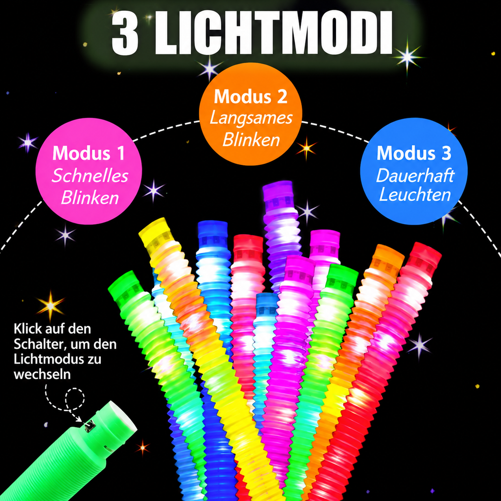 PopLumi™ Leuchtende Pop Tubes mit LED im 6er oder 12er Set
