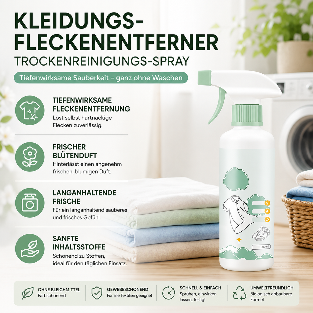 FreshCloth™ Fleckenentferner Spray | Tiefenwirkung & Langanhaltende Frische für Kleidung