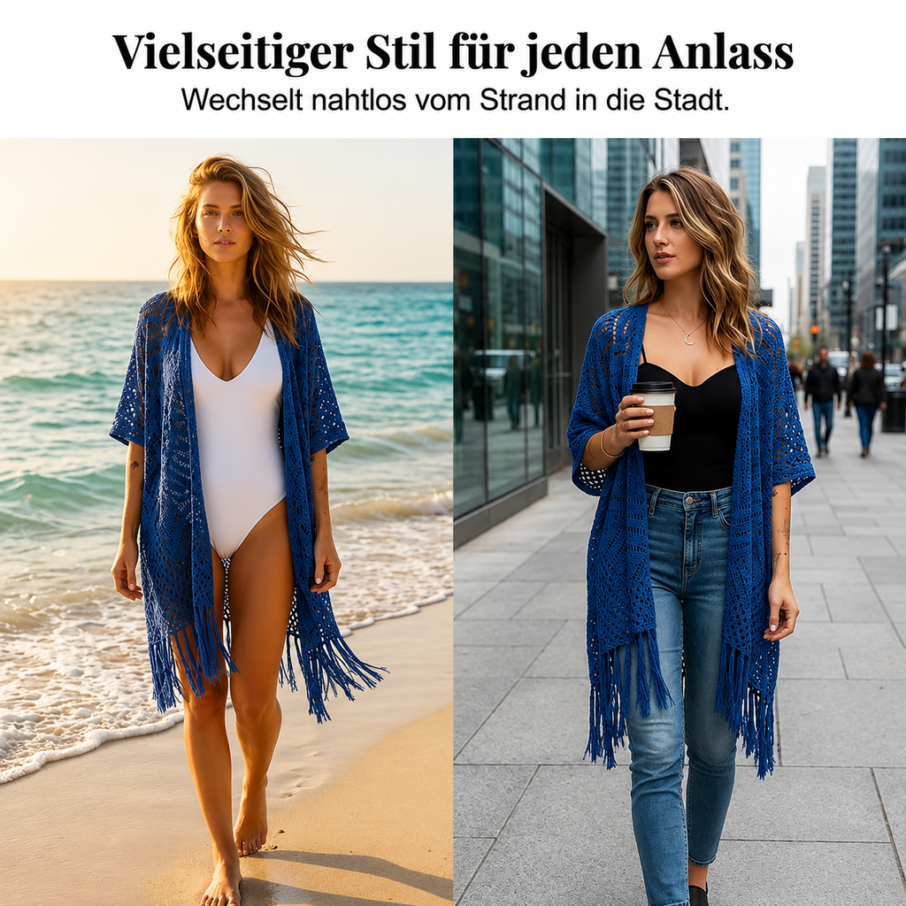 Sienna™ Leichter Strick Kimono mit Fransen im Boho Look