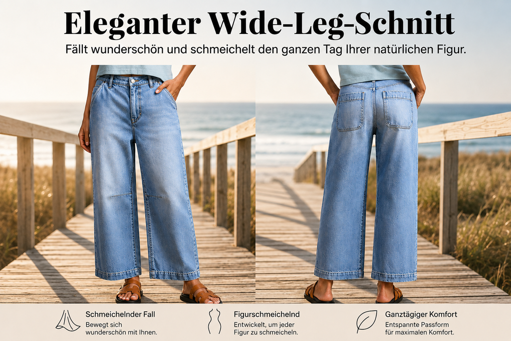 Lunara™ Verkürzte High Waist Jeans mit weitem Bein