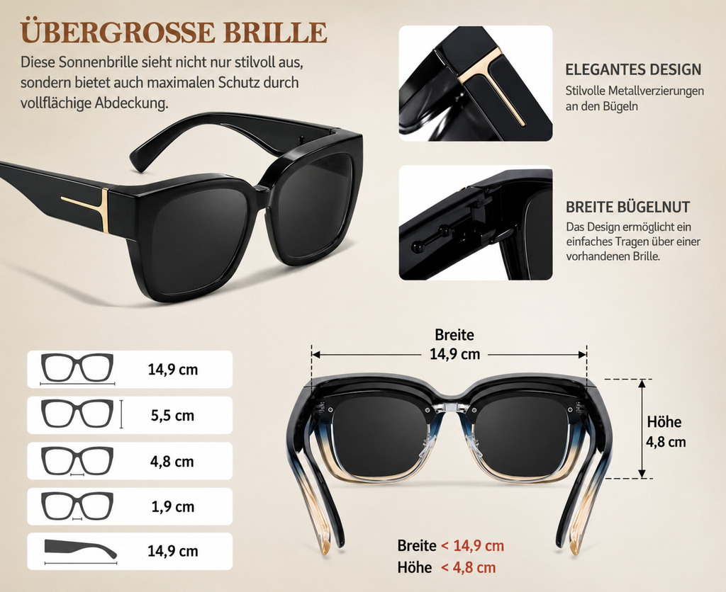 Lena™ Überzieh-Sonnenbrille | Polarisiert & UV400 mit Blumenrahmen