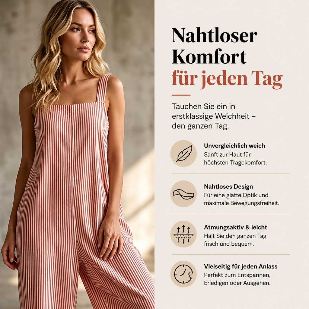 StripeFlow™ Gestreifter Overall | Lässiger Spaghetti Träger Jumpsuit mit Ankle Ties