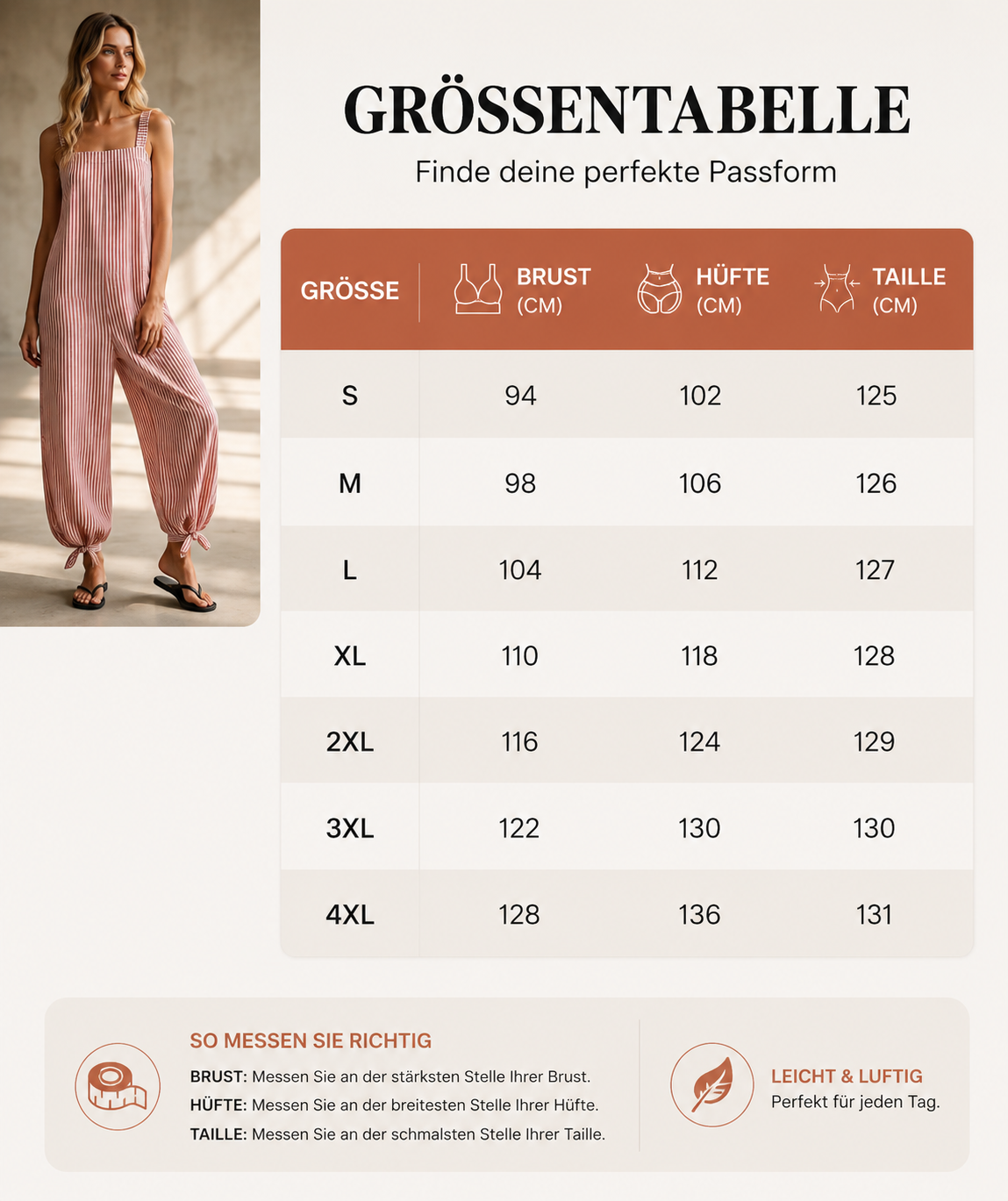 StripeFlow™ Gestreifter Overall | Lässiger Spaghetti Träger Jumpsuit mit Ankle Ties