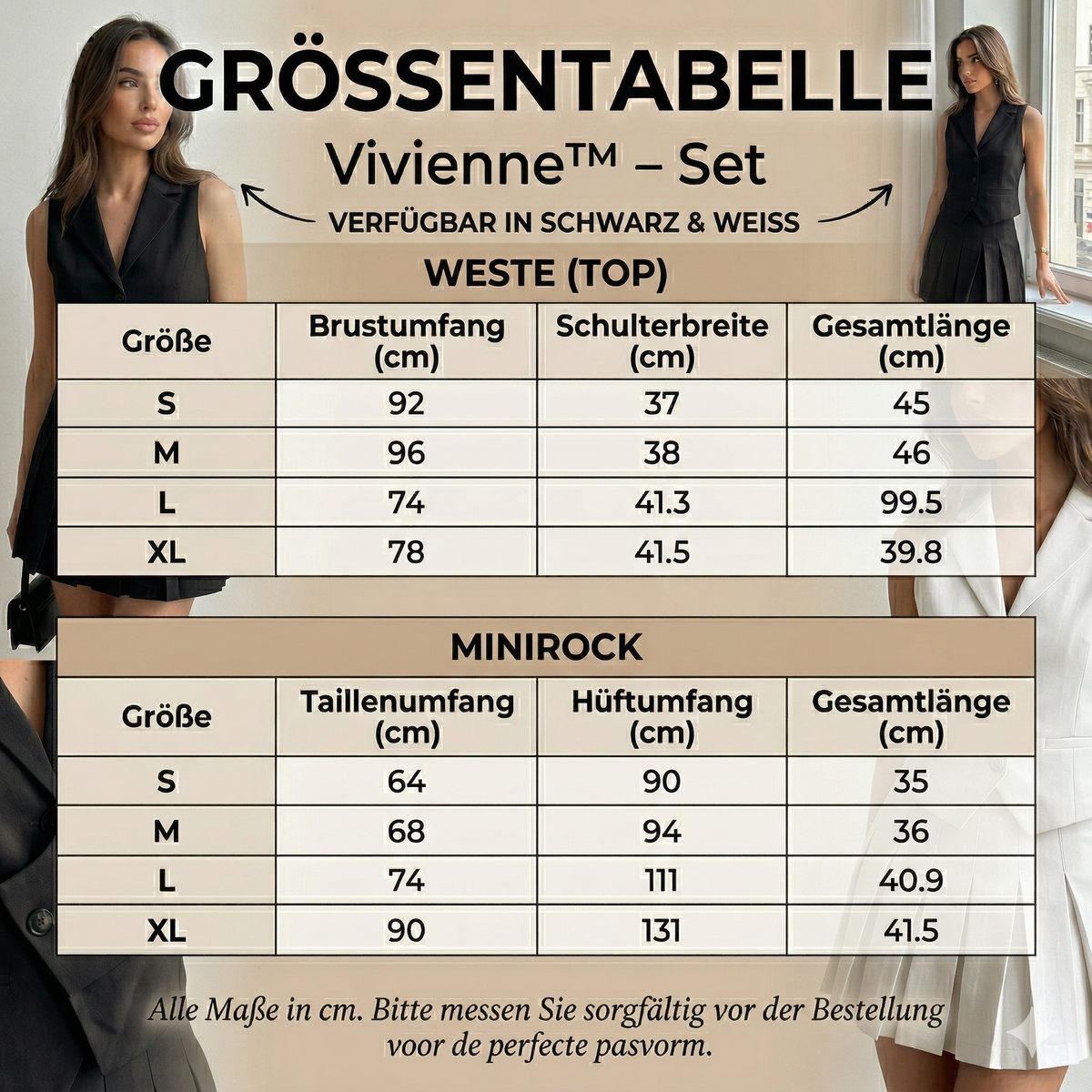 Vivienne™ – Elegantes Blazer-Weste & Plissee-Minirock Set