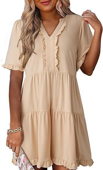 Frida™ Stufenkleid | Sommerkleid mit Rüschenbesatz & V-Ausschnitt in 13 Farben