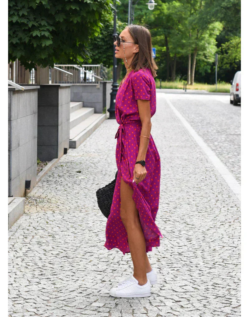 Isabella™ – Elegantes Blumen-Wickelkleid mit V-Ausschnitt & Taillengürtel