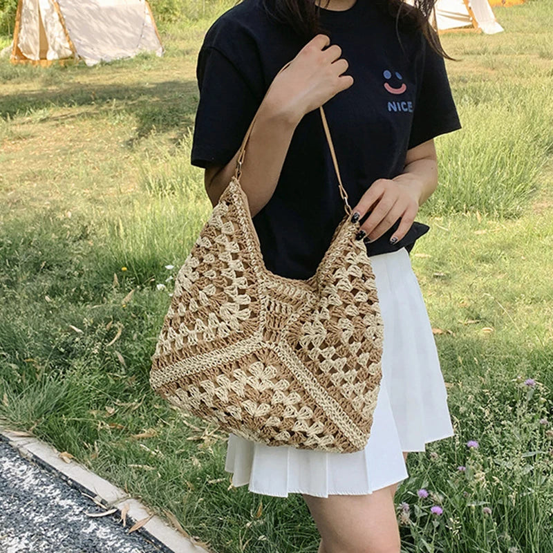 Senna™ | Handgeflochtene Bast-Umhängetasche – Luxus Boho Sommertasche