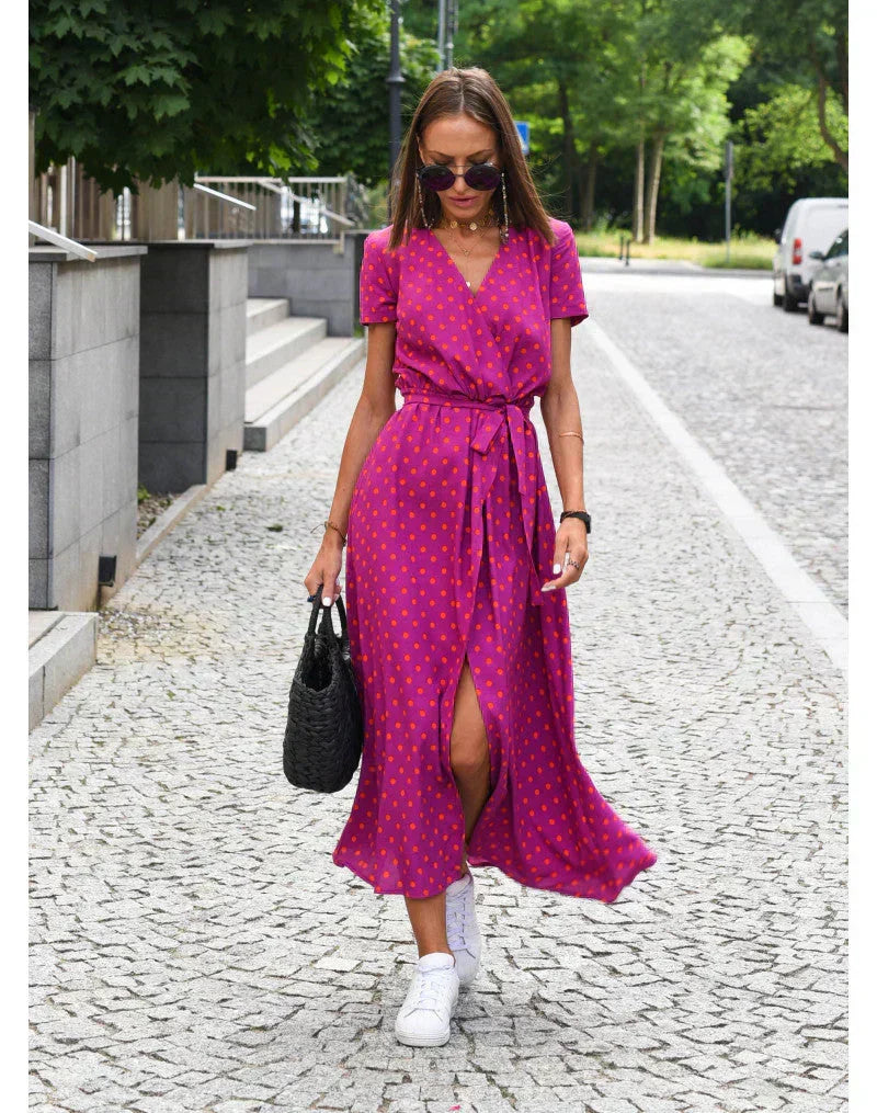 Isabella™ – Elegantes Blumen-Wickelkleid mit V-Ausschnitt & Taillengürtel