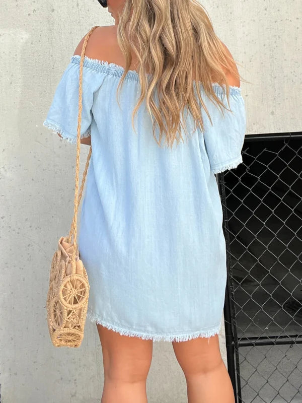 Noelia™ Schulterfreies Jeanskleid aus weichem Denim