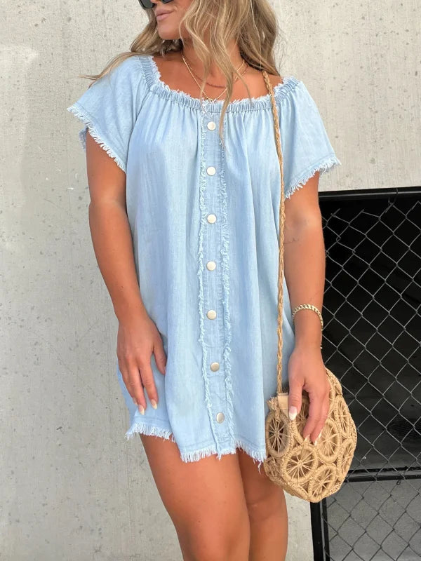 Noelia™ Schulterfreies Jeanskleid aus weichem Denim