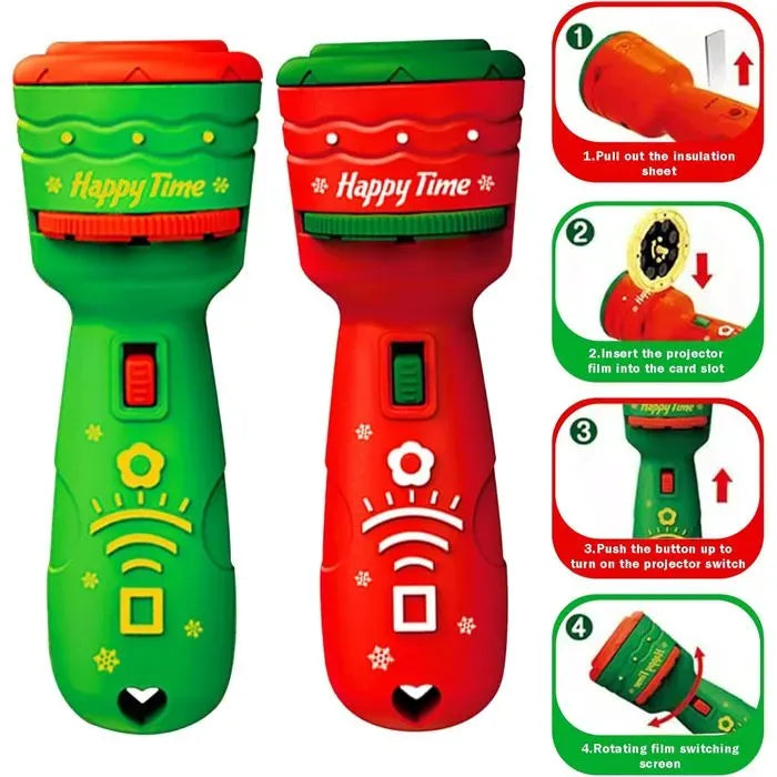StoryBeam™ 2 in 1 Projektions Taschenlampe für Kinder mit 24 Halloween und Weihnachtsmotiven