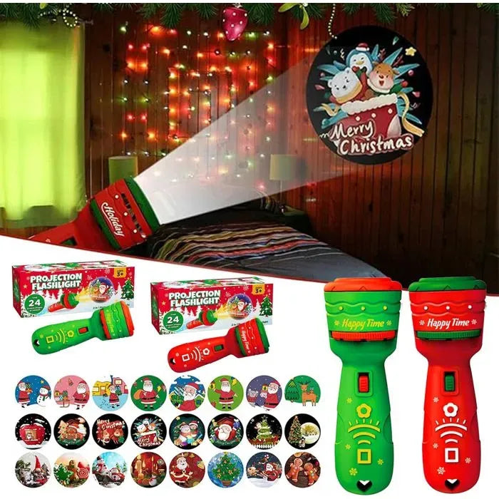 StoryBeam™ 2 in 1 Projektions Taschenlampe für Kinder mit 24 Halloween und Weihnachtsmotiven