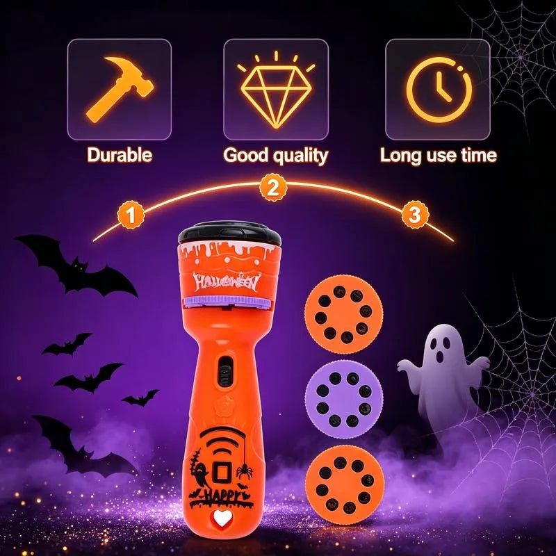StoryBeam™ 2 in 1 Projektions Taschenlampe für Kinder mit 24 Halloween und Weihnachtsmotiven