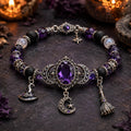 Mysteria™ Mystisches Armband mit violettem Kristall und Mond Anhängern