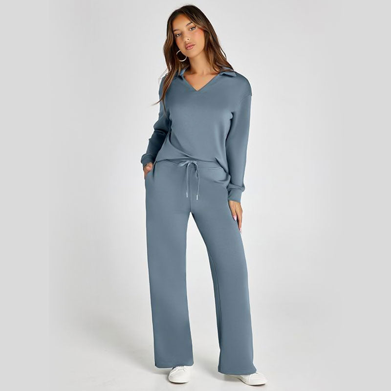 Velmira™ Legeres Damen Zweiteiler Set mit Langarm Oberteil und Hose