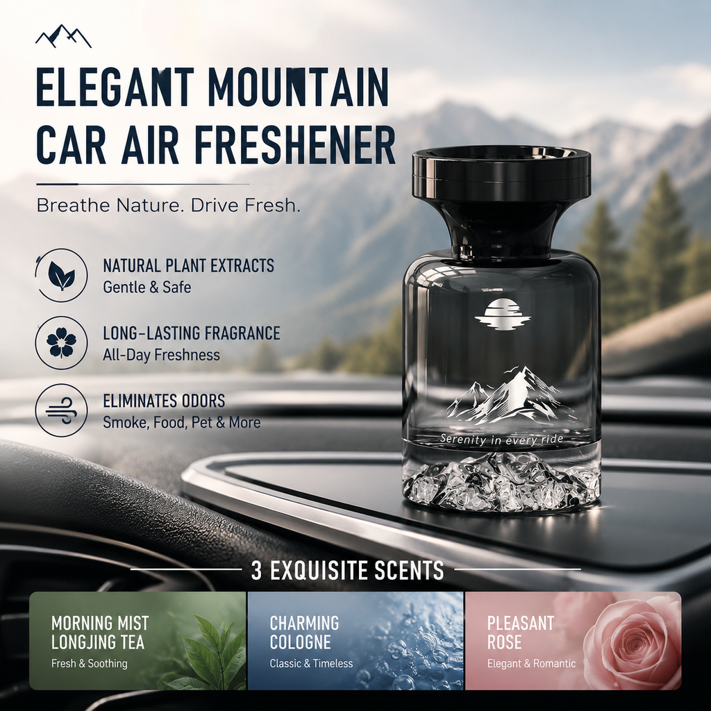 Aromora™ Premium Auto Lufterfrischer mit Bergdesign und langanhaltendem Duft