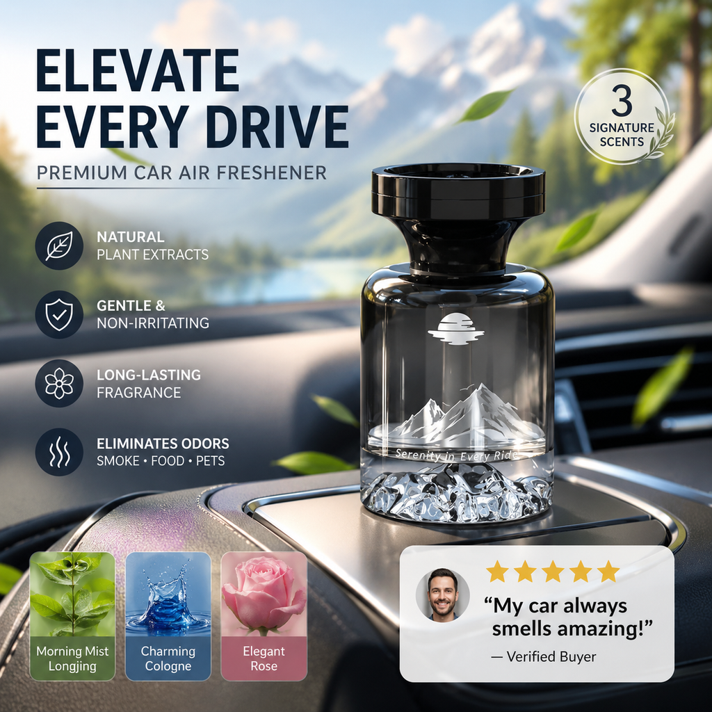 Aromora™ Premium Auto Lufterfrischer mit Bergdesign und langanhaltendem Duft