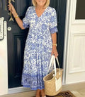 Floria™ Boho Maxikleid | Fließendes Sommerkleid mit V-Ausschnitt & Blumenprint