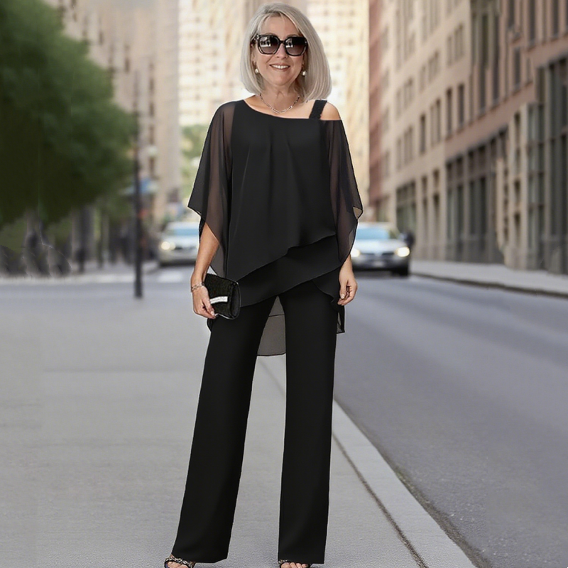 Elise™ Asymmetrisches Hosen-Set aus Chiffon
