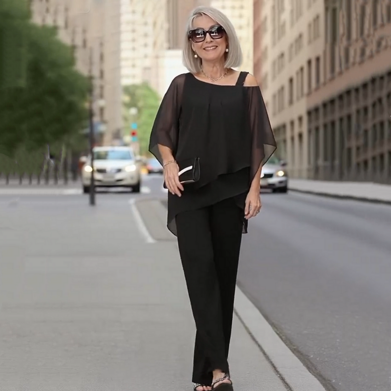 Elise™ Asymmetrisches Hosen-Set aus Chiffon