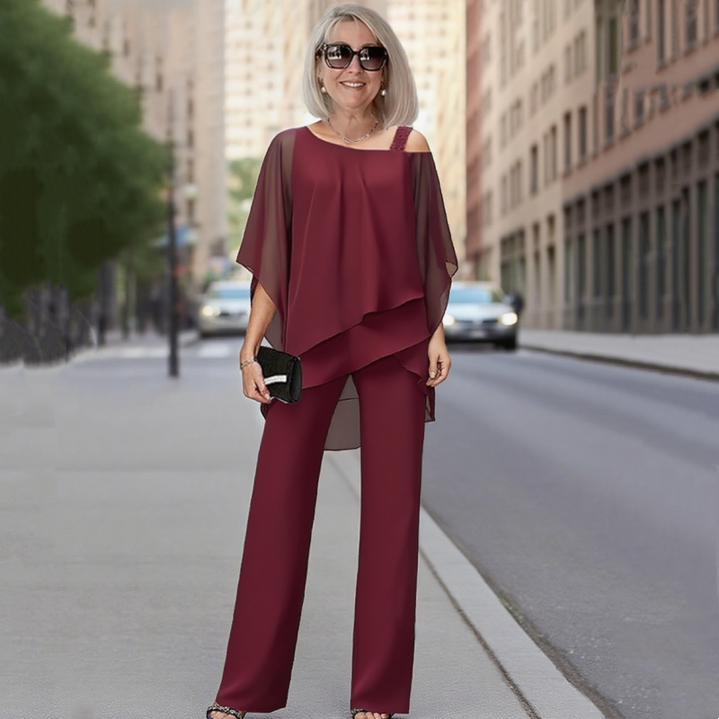 Elise™ Asymmetrisches Hosen-Set aus Chiffon