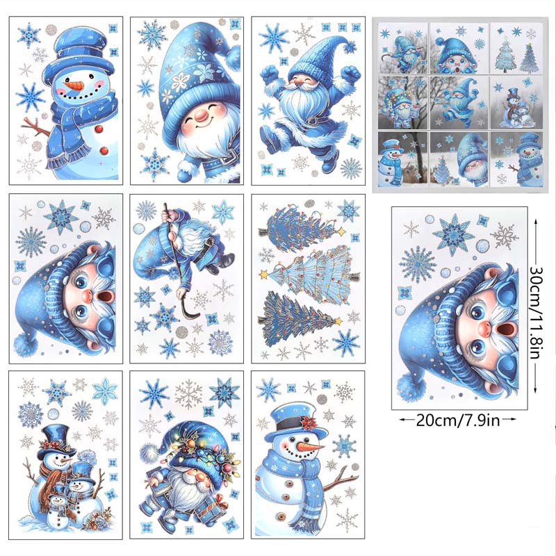 GlitzerFenster™ 9-teiliges Weihnachts Fenstersticker Set mit Glitzereffekt