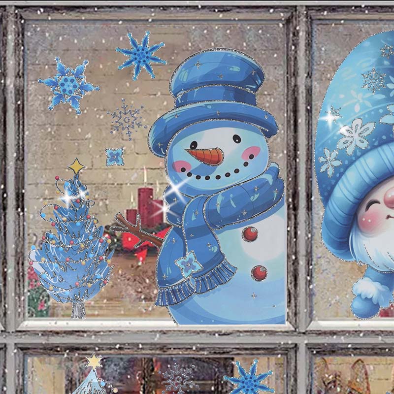 GlitzerFenster™ 9-teiliges Weihnachts Fenstersticker Set mit Glitzereffekt